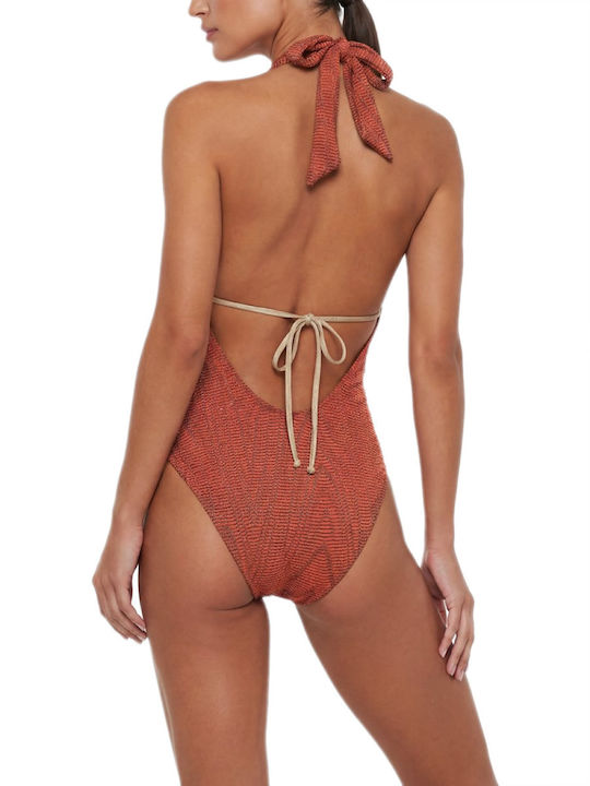One Piece Swimsuit with Removable Padding Lurex Design
