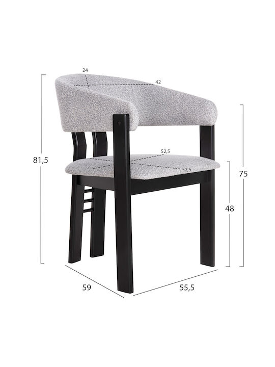 Dining Room Armchair with Fabric Upholstery Black-Light Gray