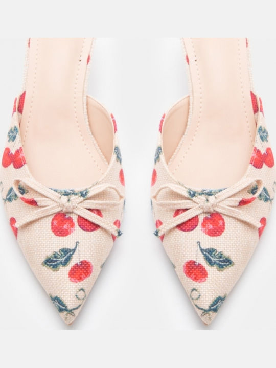 Mules With Low Heel In Beige Colour