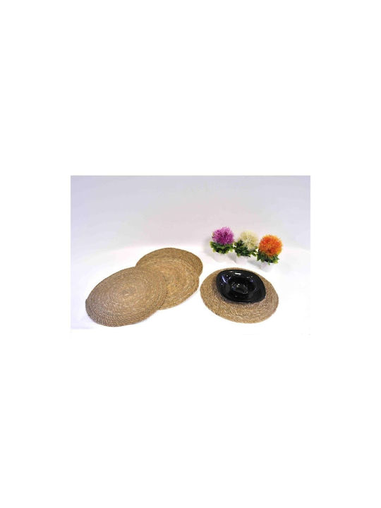 SteweHome Round Wicker White Placemats 220cm 6 Pieces