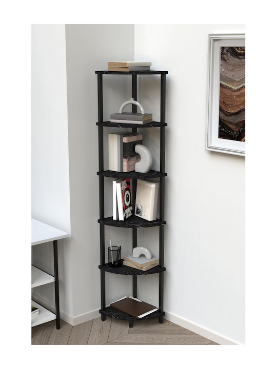 Γωνιακή Βιβλιοθήκη Μαύρο 35x35x180εκ.