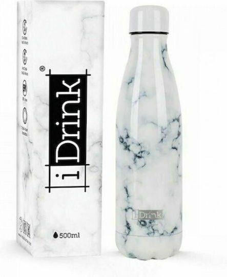 I-Total IDrink Μπουκάλι Θερμός Ανοξείδωτο BPA Free 500ml White Marble