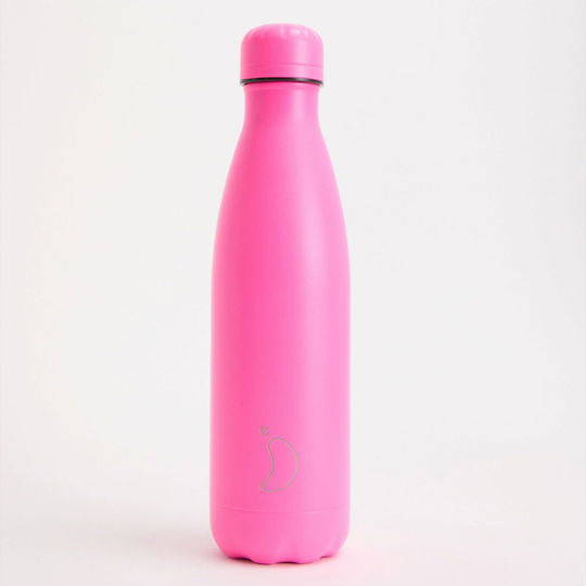 Chilly's All Matte Monochrome Bottle Thermos Stainless Steel BPA Free 500ml Fluro Pink