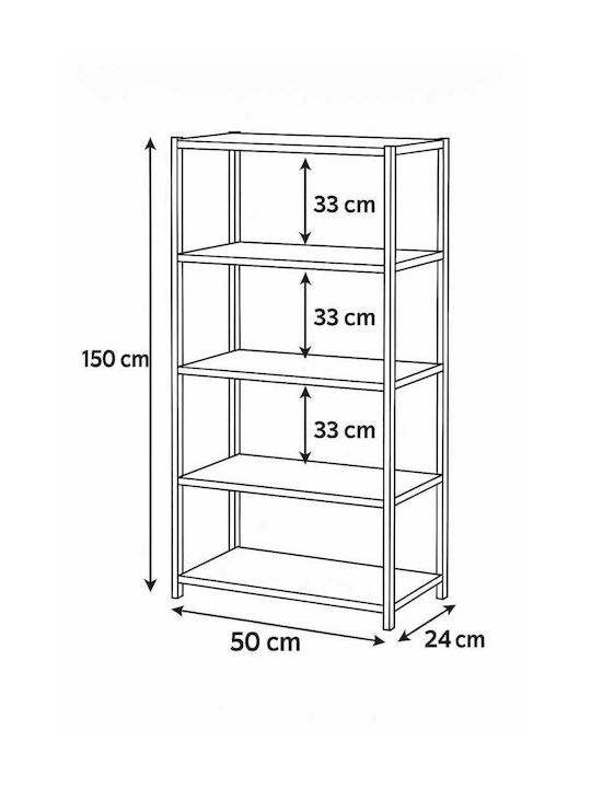 Gray Bookcase 50x24x150cm