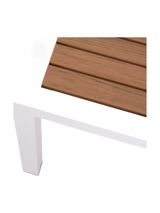 Table for Small Outdoor Spaces Aluminum White/Walnut 45x45x45cm