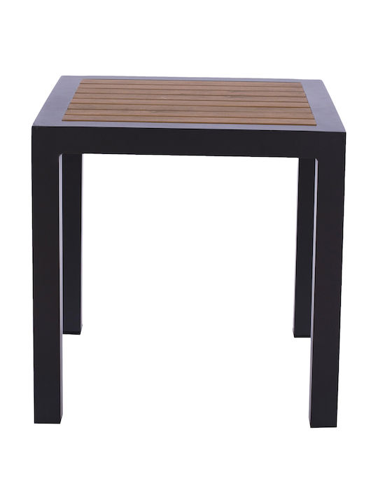 Table for Small Outdoor Spaces Aluminum Anthracite/Walnut 45x45x45cm