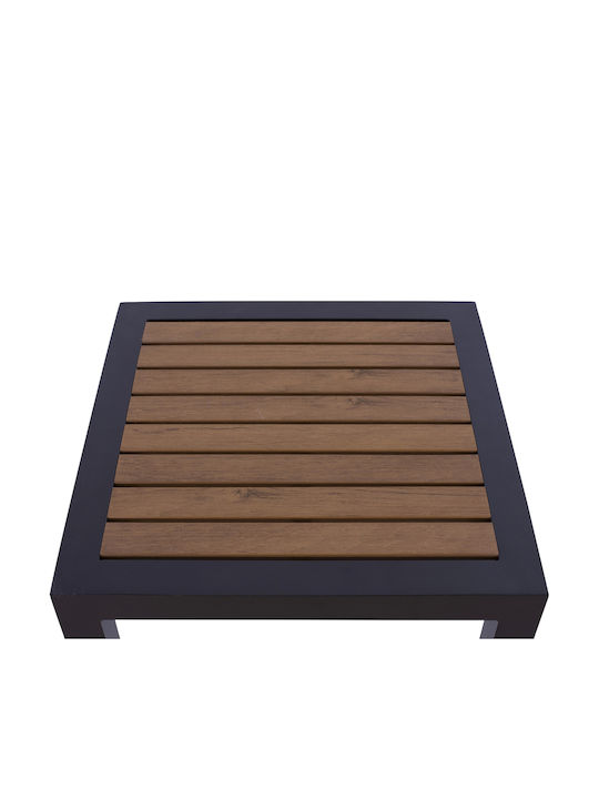 Table for Small Outdoor Spaces Aluminum Anthracite/Walnut 45x45x45cm