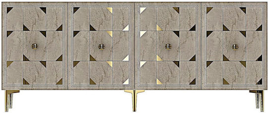 Μπουφές Ξύλινος με Καθρέπτη Λευκός 150x32x75cm
