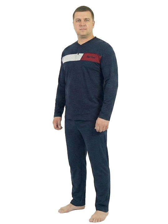 Rimoli Plus Size Καλοκαιρινή Ανδρική Πιτζάμα Μπλε