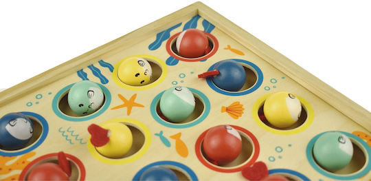 Tooky Toys Wooden Fishing Game Wooden Tabletop Flying Fish for 3+ Years