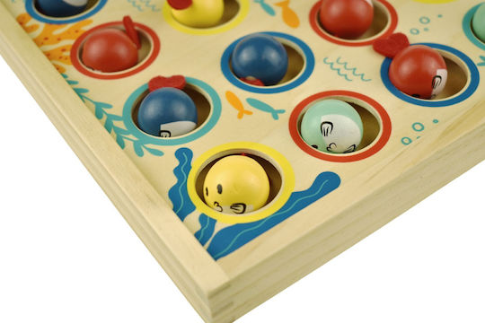 Tooky Toys Wooden Fishing Game Wooden Tabletop Flying Fish for 3+ Years