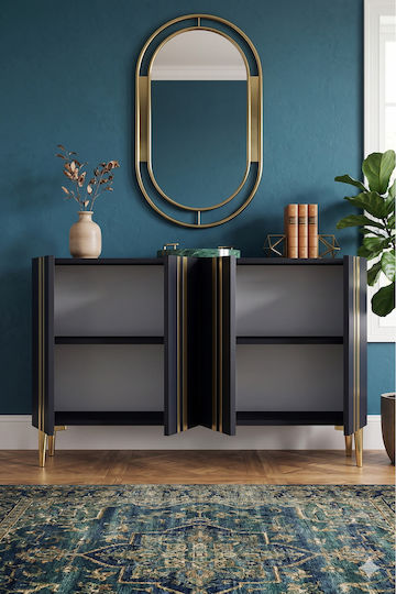 Wooden Sideboard with Mirror Grey 120x32x75cm