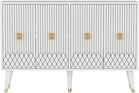 Μπουφές Ξύλινος Λευκός 120x30x80cm