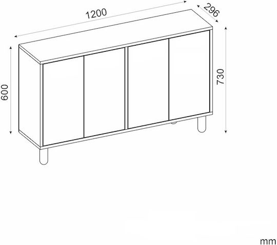 Wooden Sideboard Multicolour 120x30x73cm
