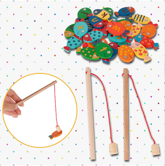 MalPlay Jucărie De Lemn De Pescuit Montessori Game Fishing Pentru 3+ Ani
