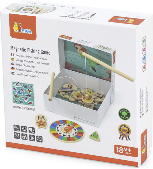 Viga Toys Wooden Fishing Game Wooden Magnetic Fishing Game