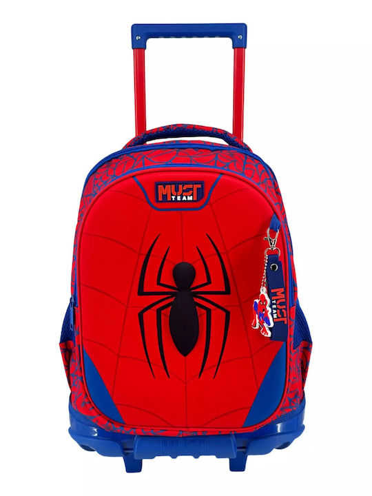 Spiderman Σχολική Τσάντα Τρόλεϊ Δημοτικού Κόκκινη