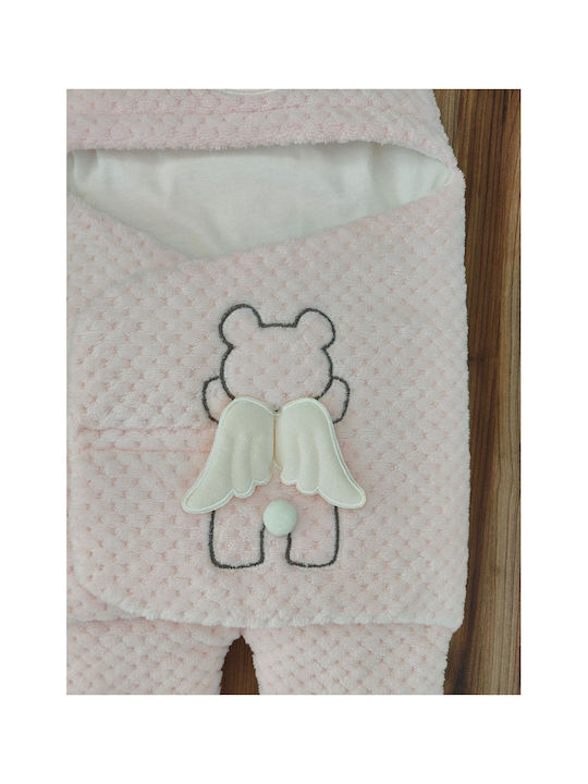 SteweHome Cotton Nursery Swaddling Blanket Pink with Animal 69x38cm