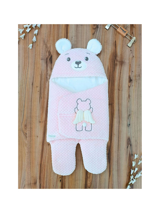SteweHome Cotton Nursery Swaddling Blanket Pink with Animal 69x38cm