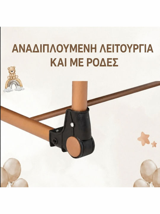 SteweHome Λίκνο με Στρώμα και Ρόδες Καφέ