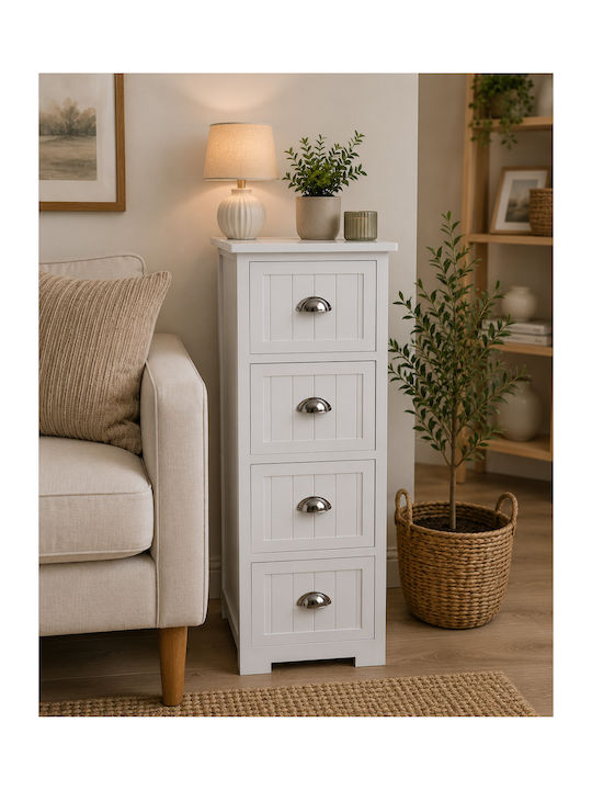 Wooden Storage Drawers with 4 Drawers L35xW30xH90cm