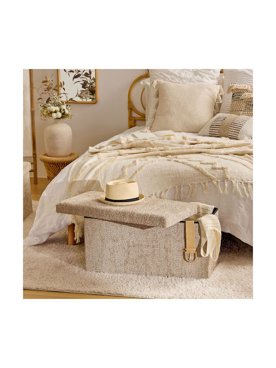 Bench Stool Bed With Storage Space Wooden A-s Soana Taupe 76x38x38cm