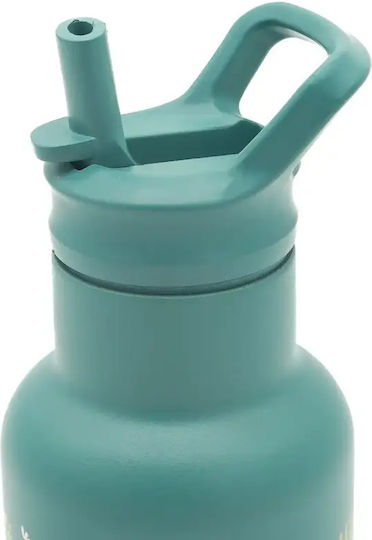 Sassi Junior Fox Sticlă Pentru Copii Din Oțel Inoxidabil Cu Pai Gri 350ml