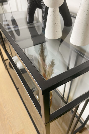 Consolă din Lemn și Metal Transparentă L110x l78x Î78cm