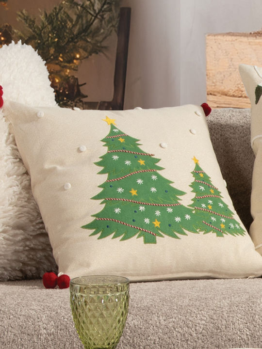 Decorative Christmas Pillow Filling Happy Holiday Tree Beige Nef-nef Homeware 45x45
