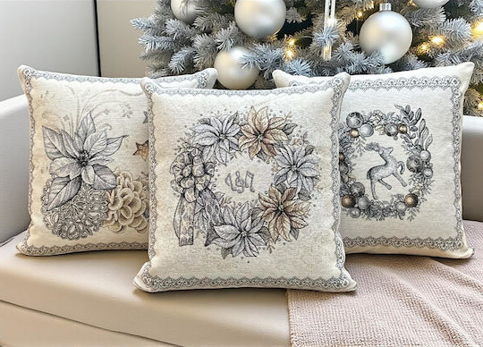 Linea Home Christmas Decorative Square Pillowcase Beige 45x45cm