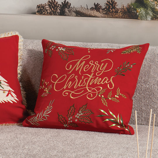 Възглавница Декоративна Коледна Пълнеж Christmas Deco Merry Червена Nef-nef Homeware 45x45
