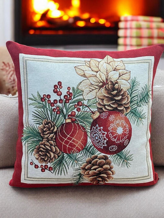 Linea Home Christmas Decorative Square Pillowcase Red 45x45cm