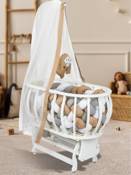 SteweHome Βρεφική Κούνια Καφέ με Στρώμα 58x101cm