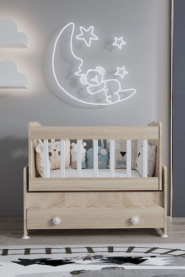 SteweHome Baby Crib Brown with Mattress 100x112cm