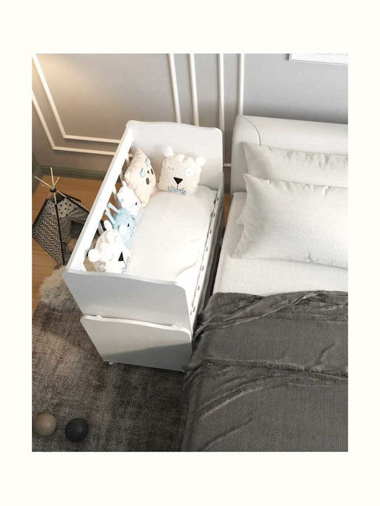 SteweHome Βρεφική Κούνια Λευκή με Στρώμα 100x112cm