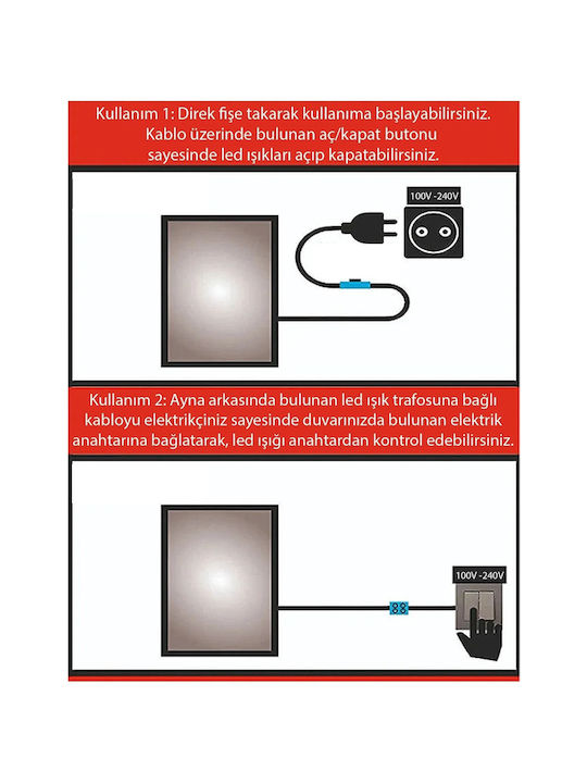 SteweHome Καθρέπτης Μπάνιου Led 70x120cm Κίτρινο