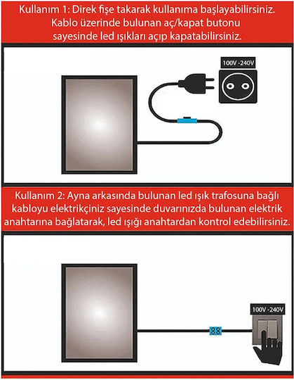 SteweHome Asymmetrical Bathroom Mirror Led 50x100cm Yellow