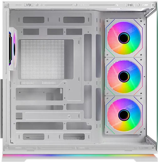 Atron Gaming Midi Tower Computer Case with Side Window and ARGB Lighting White