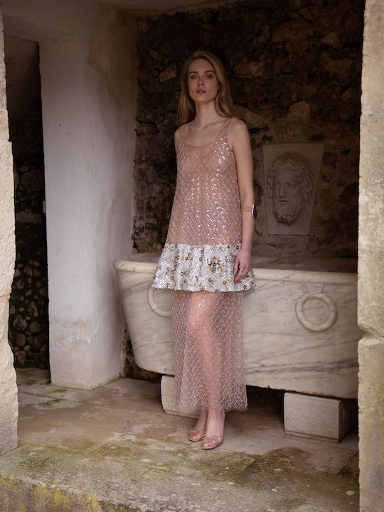 Maxi Dress for Wedding and Christening Pale Pink