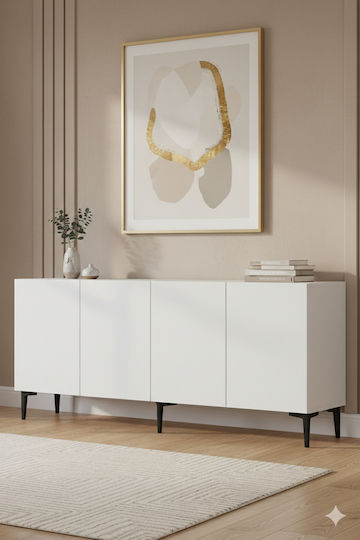 Wooden Sideboard White 180x32x75cm
