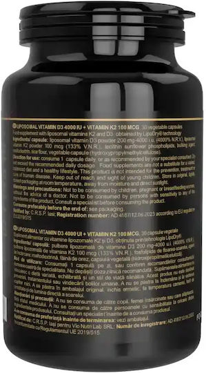 Vita Code Lab Vitamina D3 + K2 Lipozomală pentru Susținerea Imunității și Sănătatea Oaselor 30 capsule