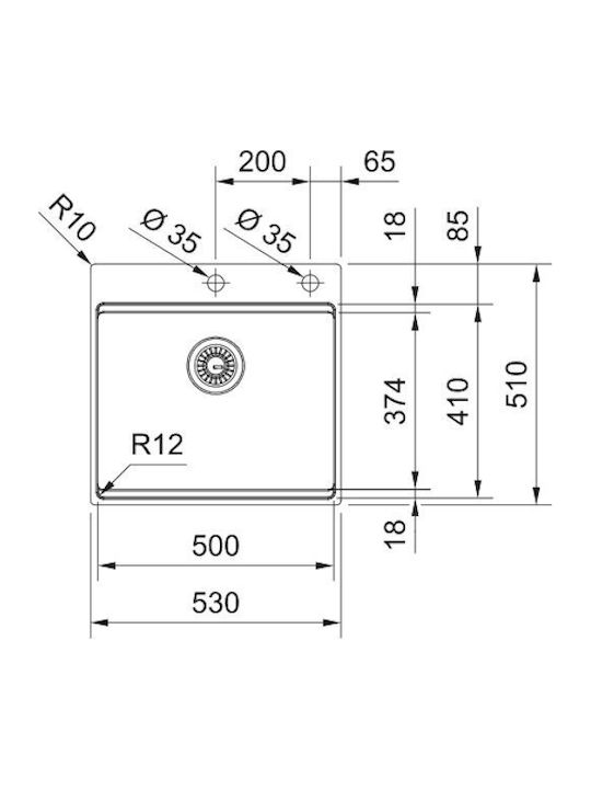 Franke Box Bxx Υποκαθήμενος Νεροχύτης Inox Μ53xΠ51cm