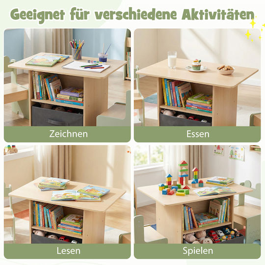 Kids Table Set with Chairs for Painting Green Costway