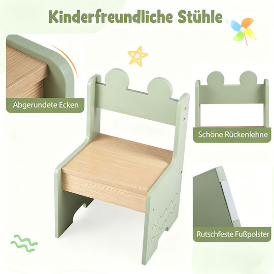 Kids Table Set with Chairs for Painting Green Costway