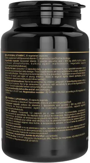 Vita Code Lab Vitamina C Liposomală Vitamină pentru Întărirea Sistemului Imunitar, Piele și Acțiune Antioxidantă 500mg 30 Capsule