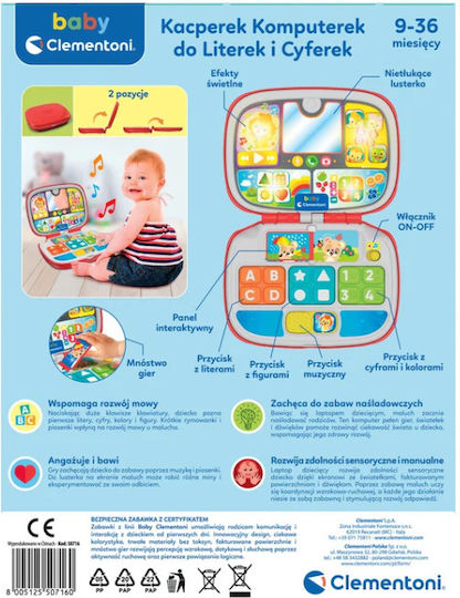 Baby Clementoni Baby Laptop-Tablet Computer for Letters and Numbers with Music and Sounds for 9+ Months