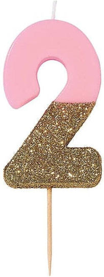 Talking Tables Geburtstagskerze Nummer "2" in Rosa Farbe BDAY-CANDLE-2