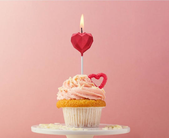 Candle Pick Heart Diamond Red 10.5x3.5cm