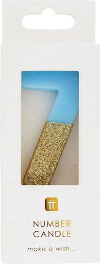 Talking Tables Kεράκι Nο 7 Γαλάζιο Glitter