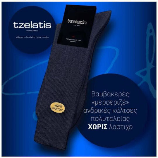 Tzelatis Λάστιχο Μακριές Κυνηγετικές Κάλτσες Βαμβακερές σε Μαύρο χρώμα